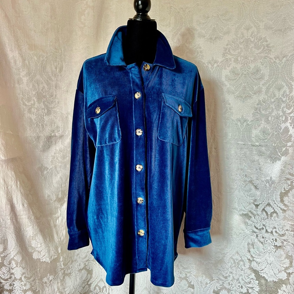 Ladies Nina Leonard Velour Fine Corduroy Shacket